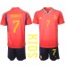 Billige Spanien Alvaro Morata #7 Børnetøj Hjemmebanetrøje til baby VM 2022 Kortærmet (+ korte bukser)